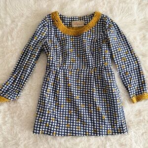 Girl’s Vintage Style Blue and Yellow Polka Dot Kids Dress -